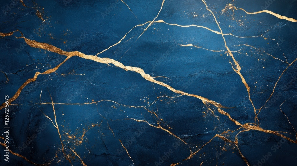 Abstract background features a deep blue with golden veins Abstract background features a deep blue with golden veins