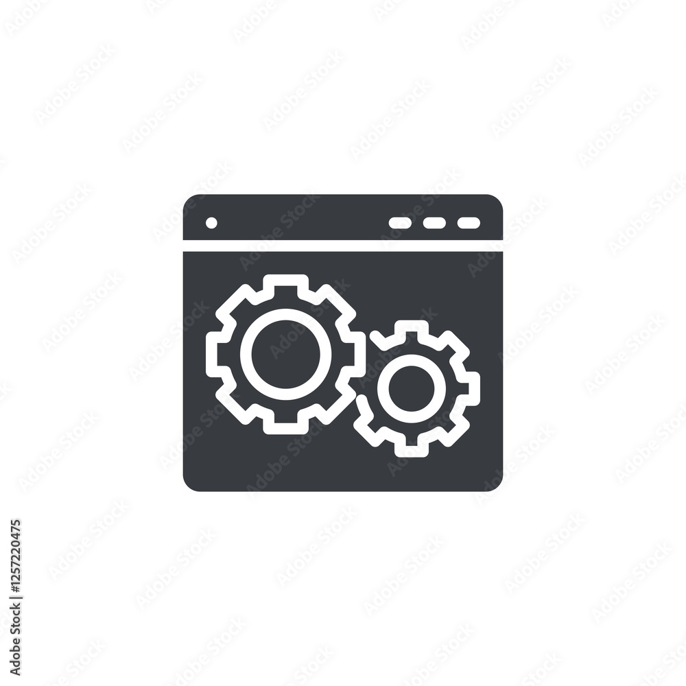 A web page with a gear vector icon A web page with a gear vector icon