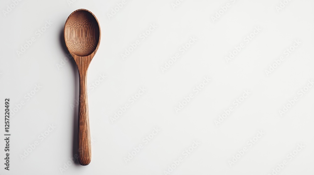 Wooden spoon on white background, copy space Wooden spoon on white background, copy space