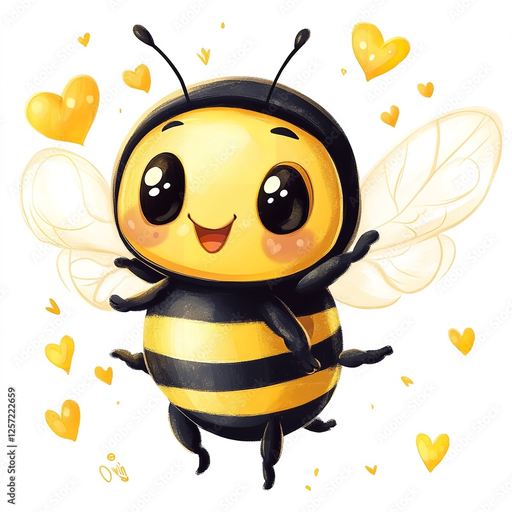 Adorable Happy Honeybee Cartoon Illustration Cute Insect Digital Art Sweet Honey Bee Childrens Book Illustration Friendly Bumblebee Graphic Design Adorable Happy Honeybee Cartoon Illustration Cute Insect Digital Art Sweet Honey Bee Childrens Book Illustration Friendly Bumblebee Graphic Design