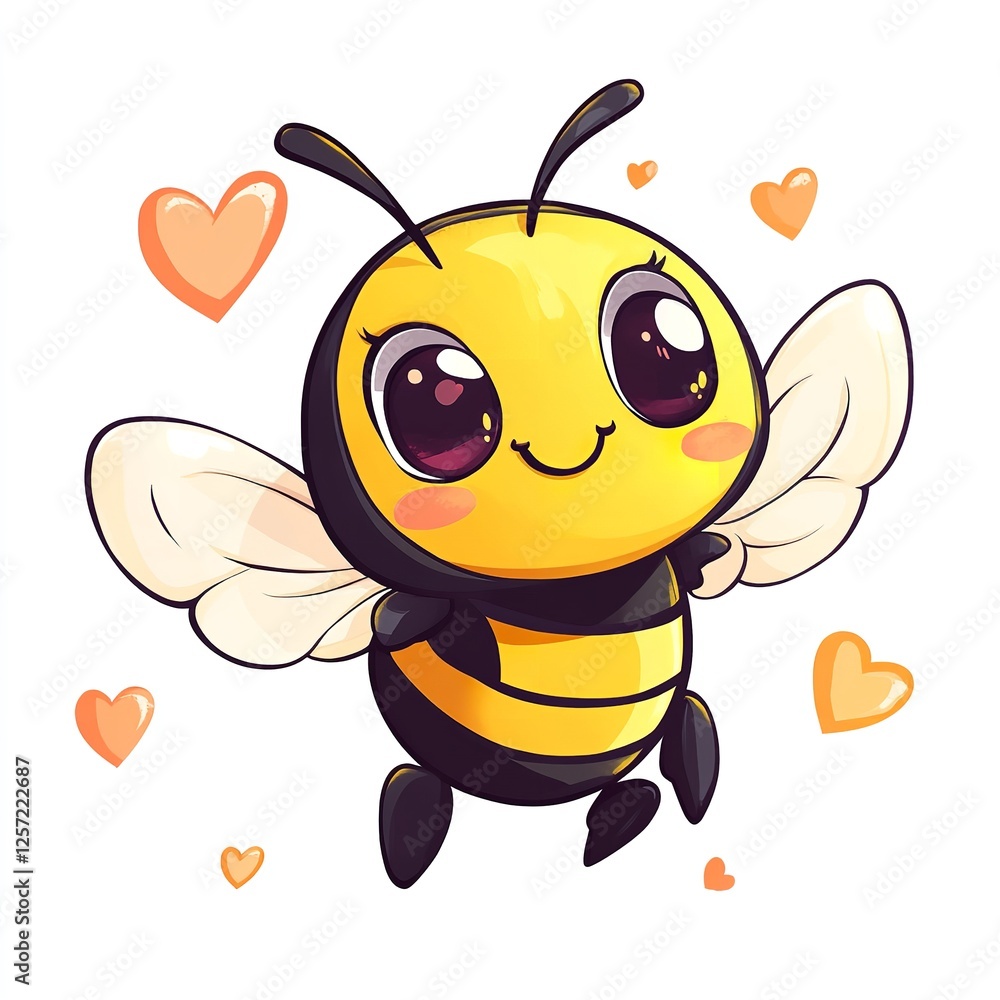 Adorable Cartoon Bee Flying with Hearts Cute Honeybee Illustration Kawaii Style Sweet Honey Insect Digital Art Graphic Design Element Lovely Bumble Adorable Cartoon Bee Flying with Hearts Cute Honeybee Illustration Kawaii Style Sweet Honey Insect Digital Art Graphic Design Element Lovely Bumble