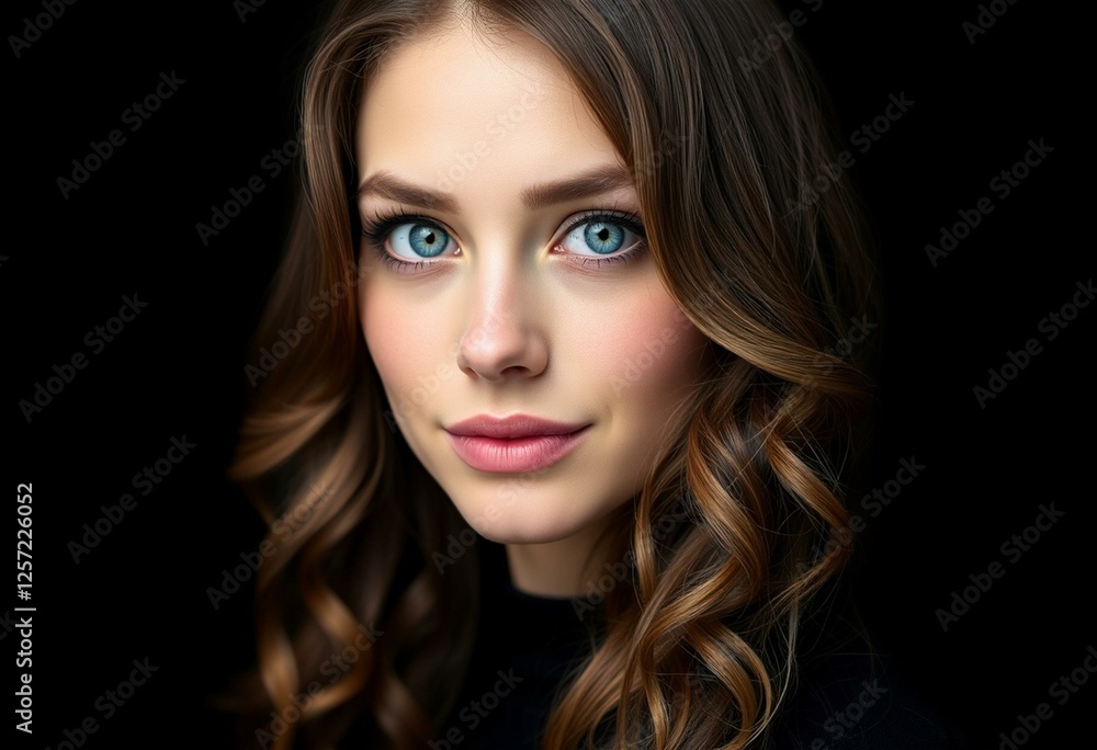Fototapeta premium Female portrait on black background