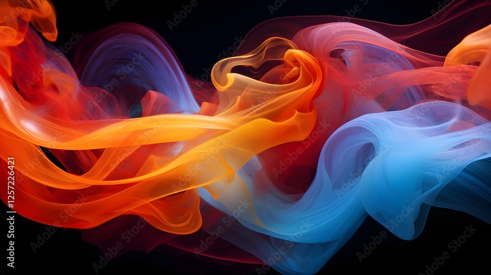 Abstract Swirling Orange and Blue Smoke Dynamic Fluid Design Artistic Background Abstract Swirling Orange and Blue Smoke Dynamic Fluid Design Artistic Background