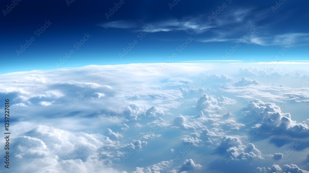 Stunning Aerial View of Fluffy White Clouds Above Earth s Atmosphere Blue Sky Stunning Aerial View of Fluffy White Clouds Above Earth s Atmosphere Blue Sky