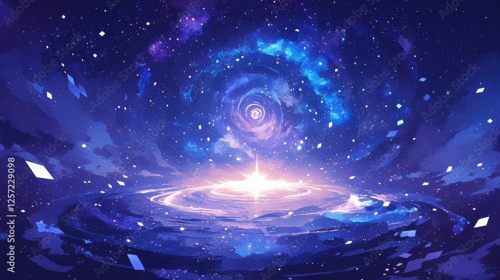 Fototapeta premium Abstract cosmic spiral vortex background. Featuring cosmic spiral vortex with vivid colors. Emphasizing depth and dynamic whirlpool. Ideal for space and artistic themes.