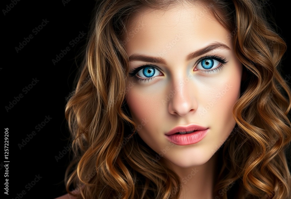 Fototapeta premium Photorealistic female portrait on black background