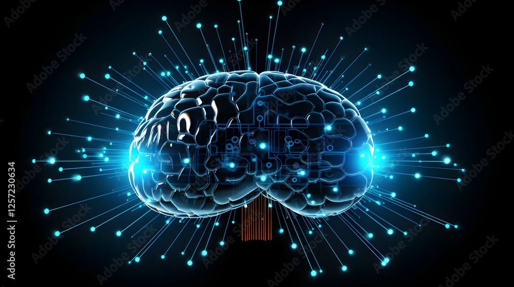 Futuristic Human Brain Network Digital Neural Connections and Data Streams Futuristic Human Brain Network Digital Neural Connections and Data Streams