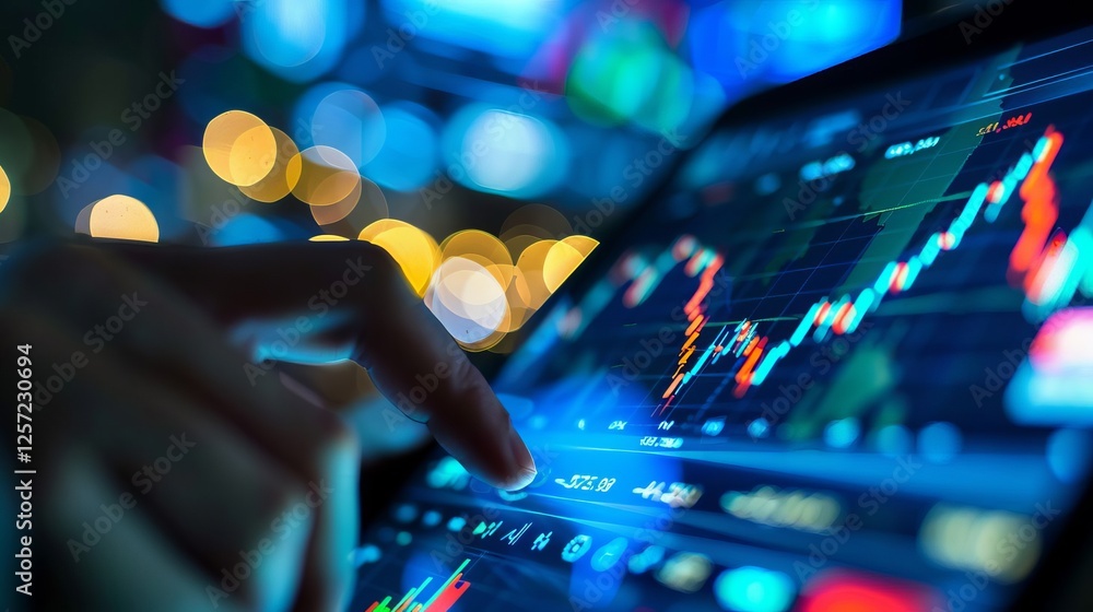 Analyzing Financial Market Data on a Tablet at Night Stock Trading Investment Technology Analyzing Financial Market Data on a Tablet at Night Stock Trading Investment Technology