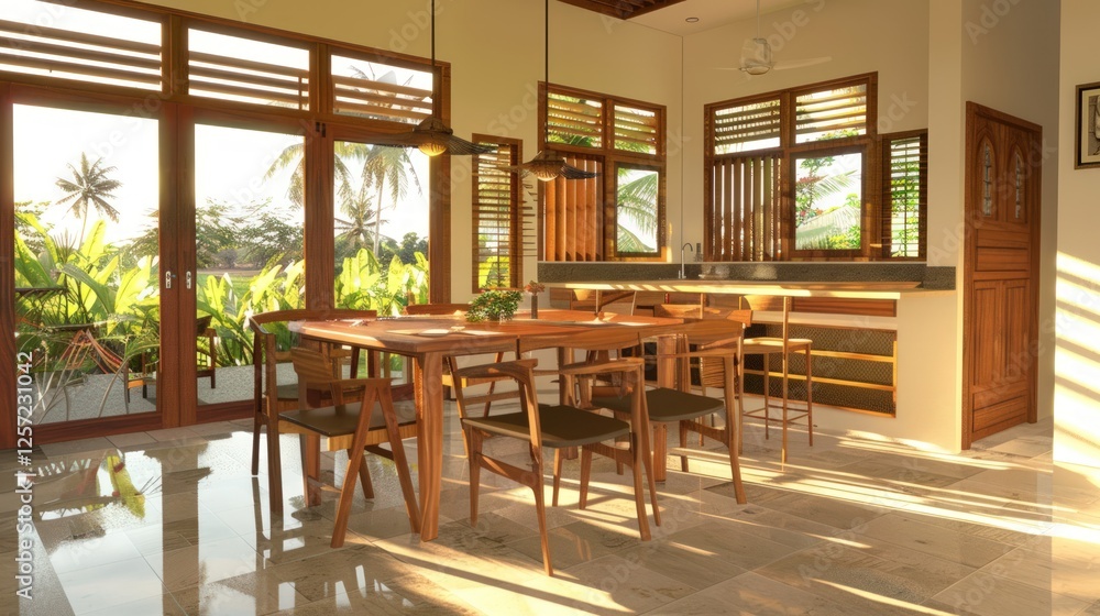 Tropical Dining Room with Stunning Views Tropical Dining Room with Stunning Views