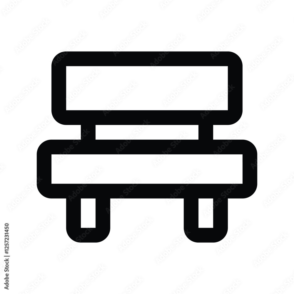 Illustration vector graphic icon of Bench. Outline Style Icon. Furniture Themed Icon. Vector illustration isolated on white background. Perfect for website or application design. Illustration vector graphic icon of Bench. Outline Style Icon. Furniture Themed Icon. Vector illustration isolated on white background. Perfect for website or application design.
