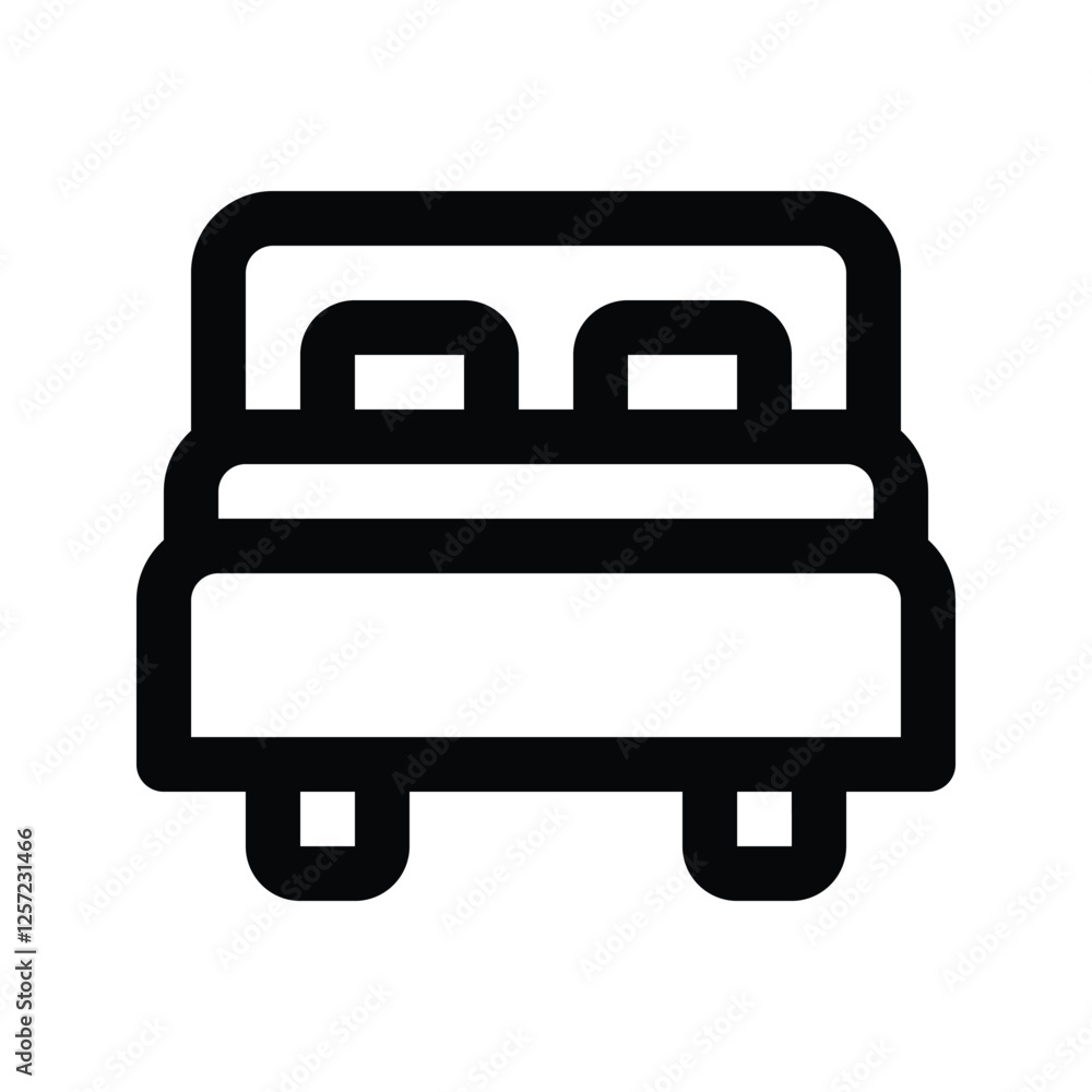 Illustration vector graphic icon of Bed. Outline Style Icon. Furniture Themed Icon. Vector illustration isolated on white background. Perfect for website or application design. Illustration vector graphic icon of Bed. Outline Style Icon. Furniture Themed Icon. Vector illustration isolated on white background. Perfect for website or application design.