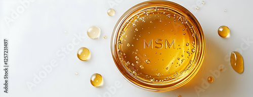 MSM supplement jar, drops, white background photo