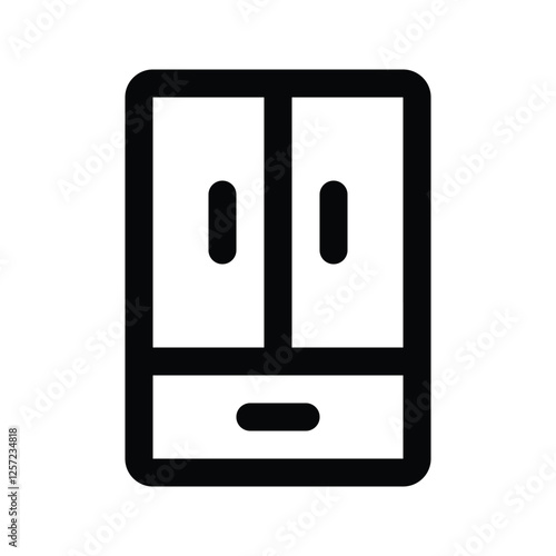 Illustration vector graphic icon of Wardrobe. Outline Style Icon. Furniture Themed Icon. Vector illustration isolated on white background. Perfect for website or application design.
