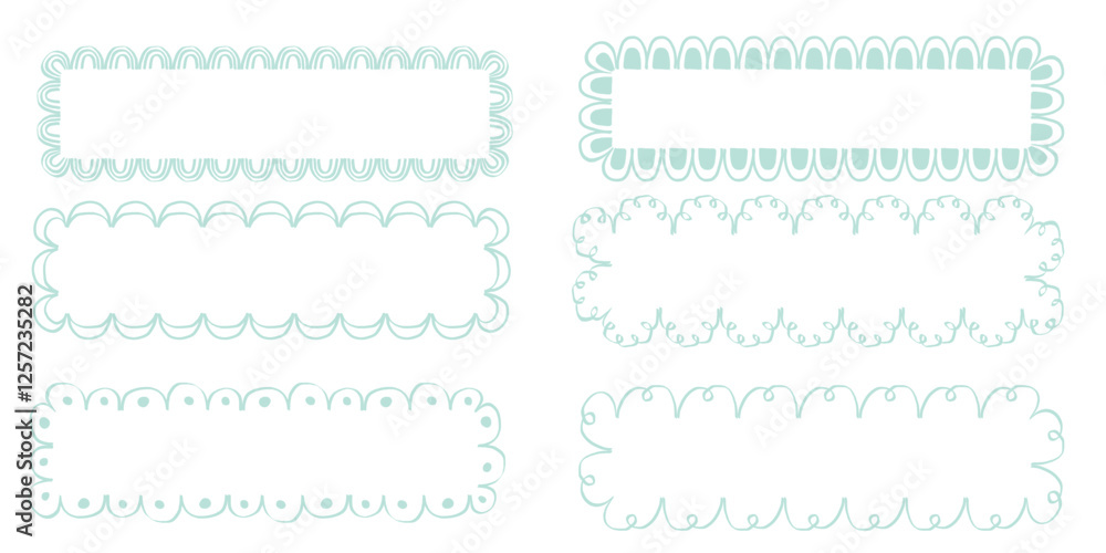Hand drawn lace scalloped frames. Square, round and rectangle scalloped frames Hand drawn lace scalloped frames. Square, round and rectangle scalloped frames