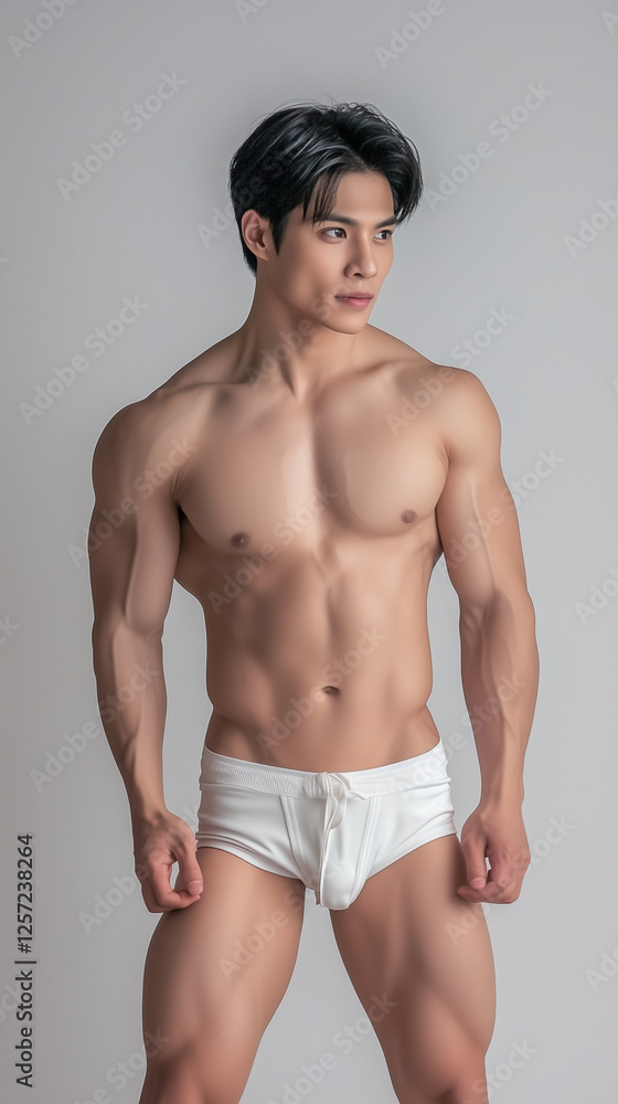 Athletic Asian Male Model Showcasing Elegance Athletic Asian Male Model Showcasing Elegance