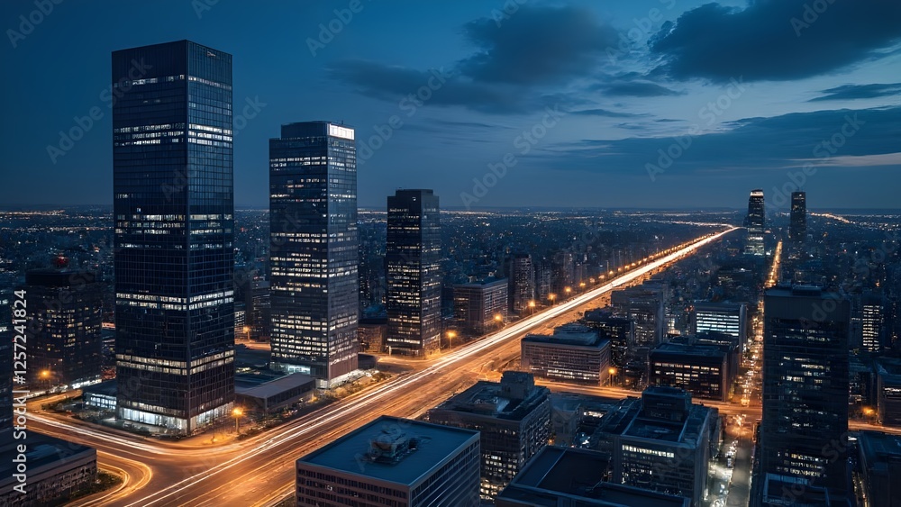 Fototapeta premium The Bright Lights of the Urban Nightscape
