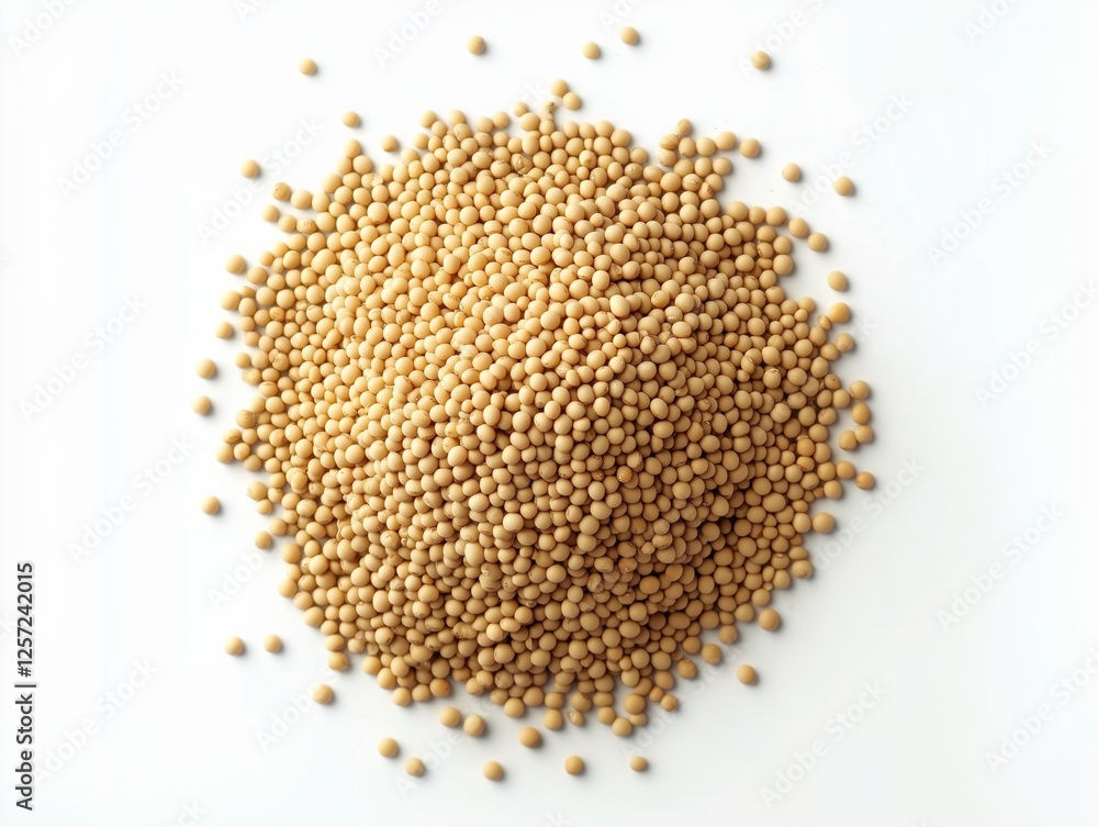Scattered soybeans isolated on white surface. Scattered soybeans isolated on white surface.