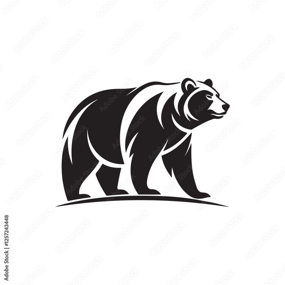 Obraz premium bear silhouette logo vector line art logo design