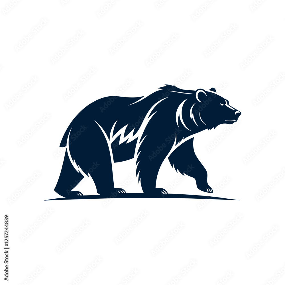 Fototapeta premium bear silhouette logo vector line art logo design