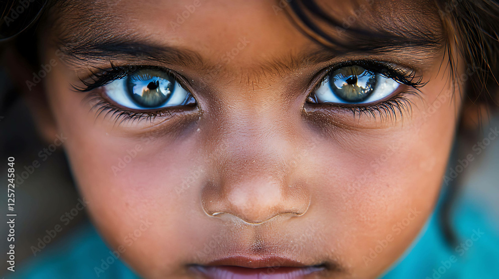 A child with strikingly beautiful eyes framed by long eyelashes A child with strikingly beautiful eyes framed by long eyelashes