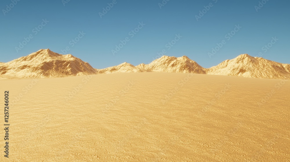 Fototapeta premium Empty desert landscape with mountains under a clear sky. Possible use Stock photo