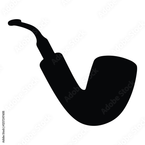 Smoking pipe silhouette object vector on white background.