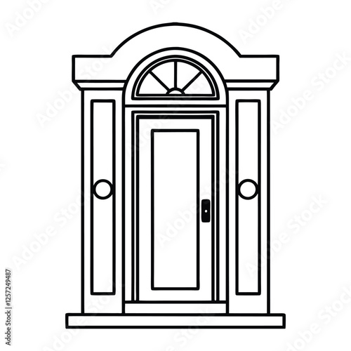 Line art vector illustration of a front door3.eps