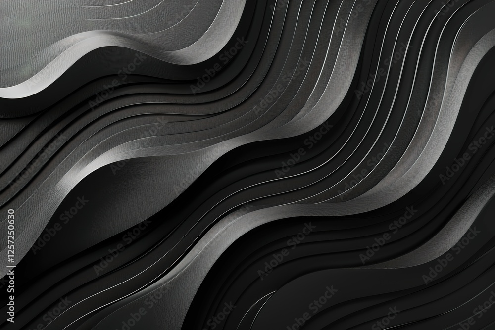 Black abstract background design. Modern wavy line pattern (guilloche curves) in monochrome colors. Premium stripe texture for banner, business background. Dark horizontal template Black abstract background design. Modern wavy line pattern (guilloche curves) in monochrome colors. Premium stripe texture for banner, business background. Dark horizontal template