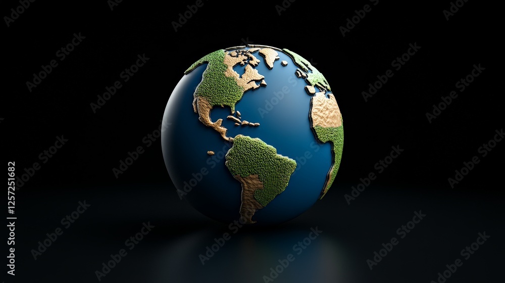 Detailed relief globe illustration featuring continents and oceans Detailed relief globe illustration featuring continents and oceans