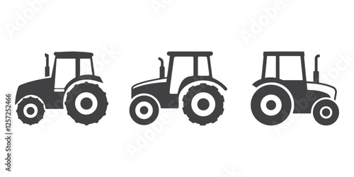 Professional Farm Tractor Icons Silhouette Vector Illustration