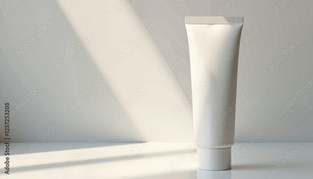 Sleek Matte-Finish Cosmetic Tube Mockup with Minimalist Label on White Background Sleek Matte-Finish Cosmetic Tube Mockup with Minimalist Label on White Background