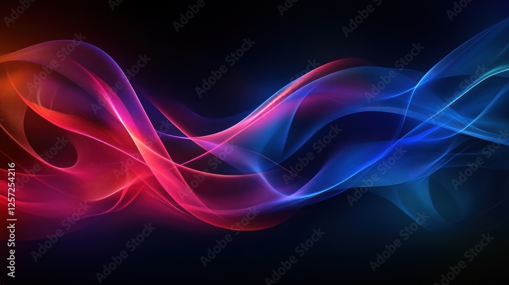 Naklejka premium Colorful abstract waves flow smoothly against a dark background