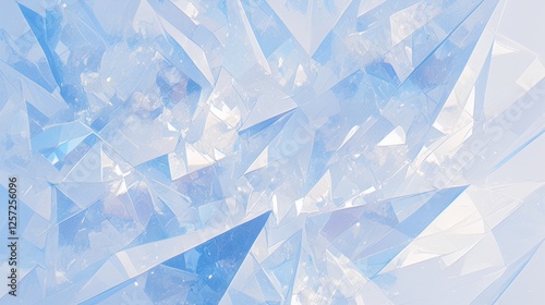 Abstract crystal patterns in icy blue tones. Featuring sharp facets and light reflections. Emphasizing clarity and elegance. Ideal for luxury branding and product visuals.
