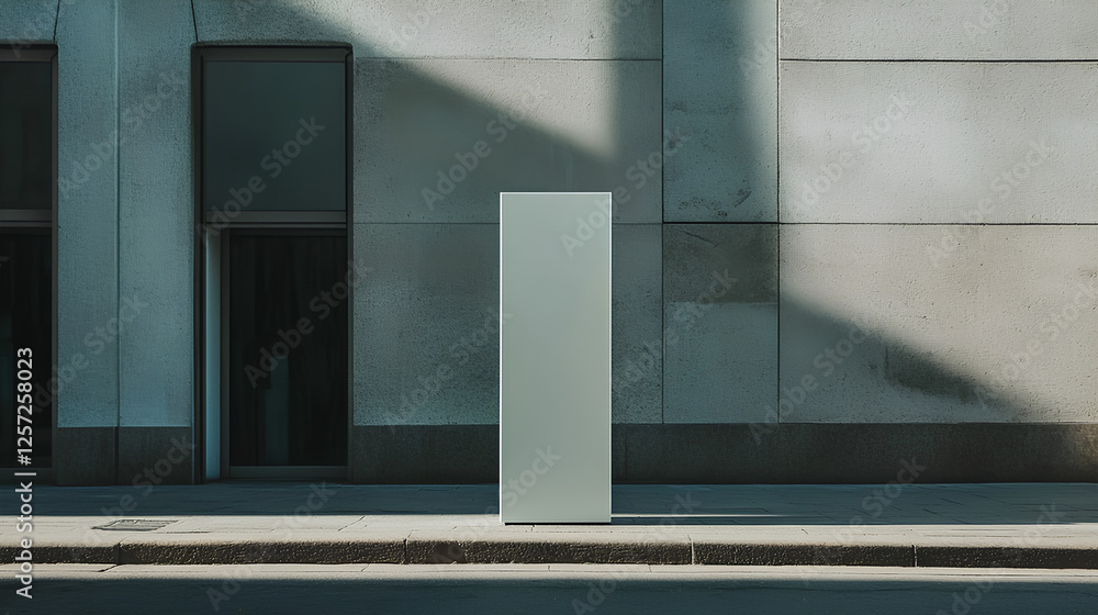Fototapeta premium White rectangular pylon stand on street mockup 
