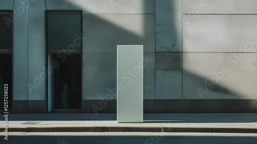 White rectangular pylon stand on street mockup  photo