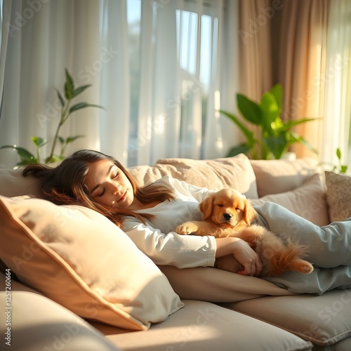 Obraz w ramie tomando una siesta con mi perro