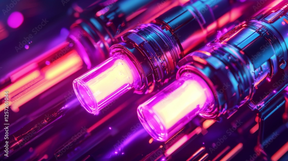 Futuristic Vapor Technology with Glowing Elements in Neon Colors and Abstract Background for Sci-Fi Designs and Digital Art Futuristic Vapor Technology with Glowing Elements in Neon Colors and Abstract Background for Sci-Fi Designs and Digital Art