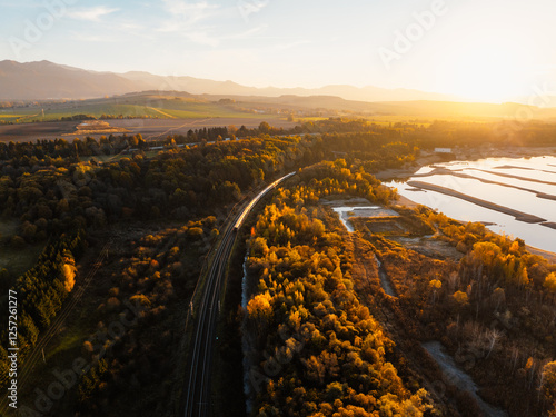 Liptov region with Tatras mountains around. Liptovska mara dam landspace, slovakia. photo