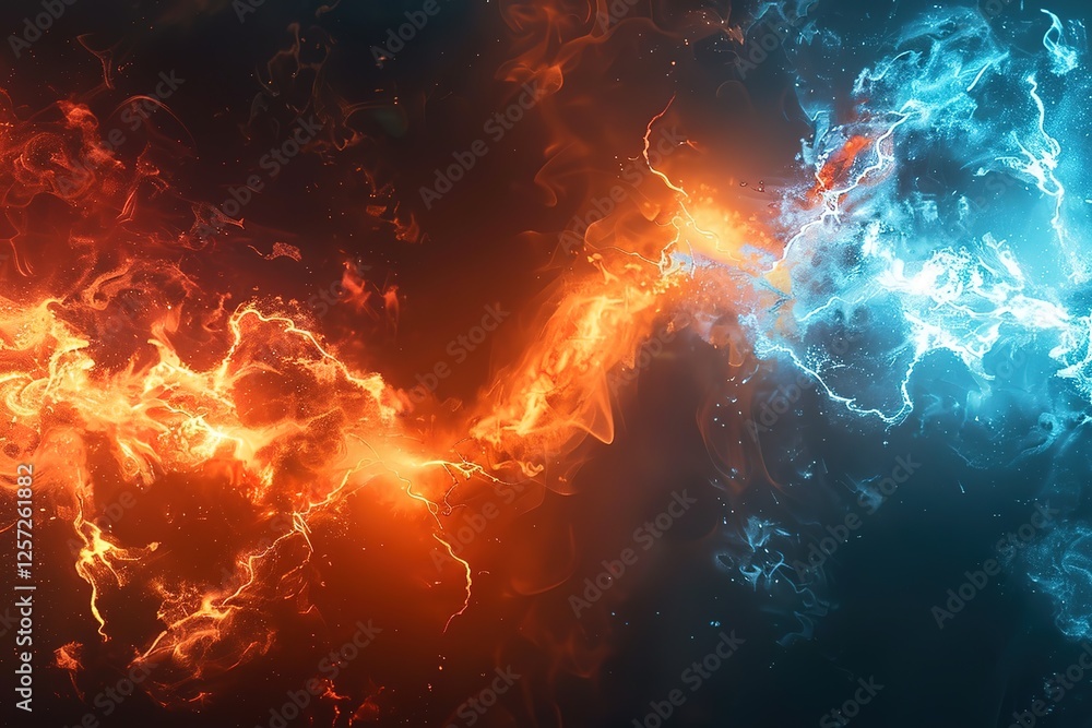 Fire and ice abstract lightning background Fire and ice abstract lightning background