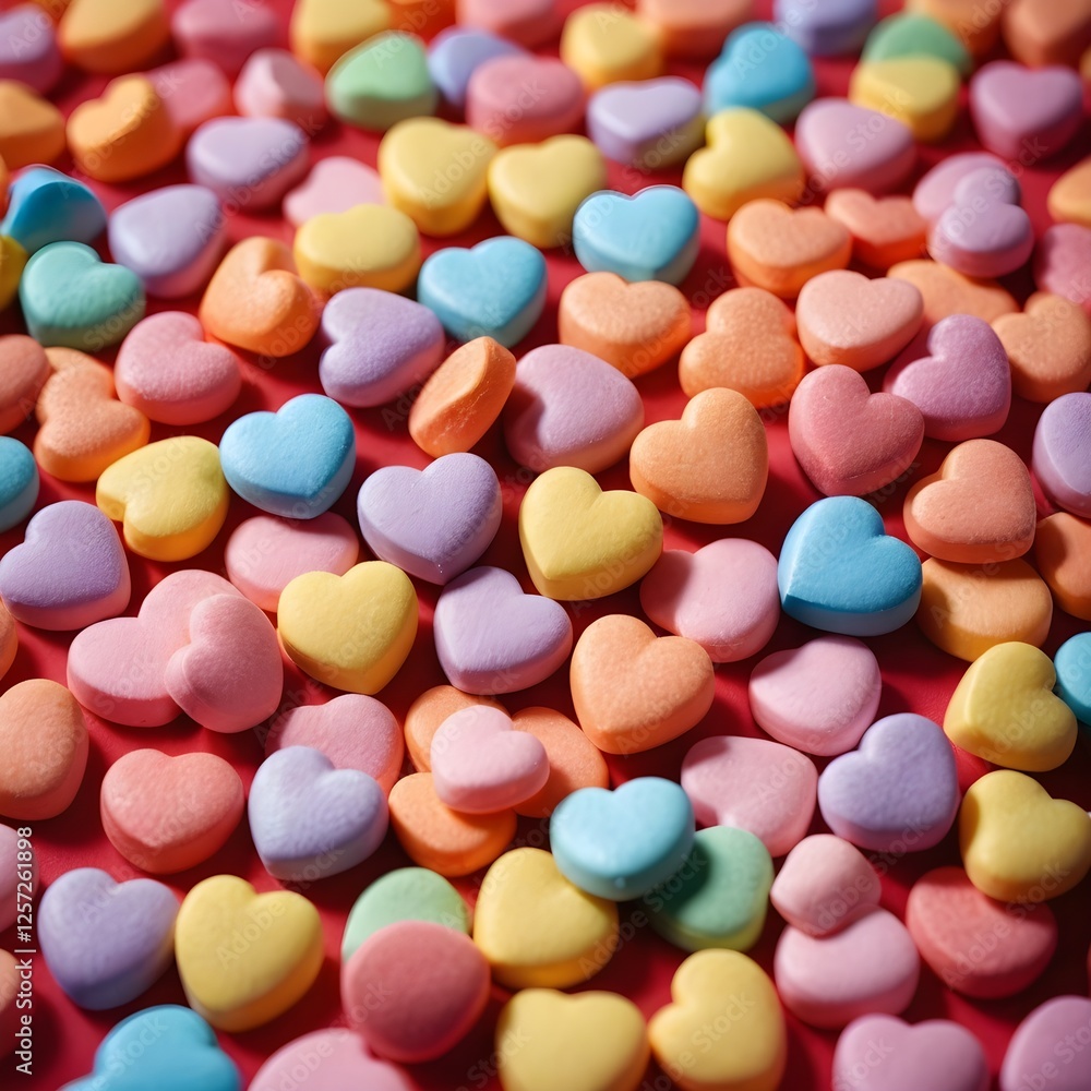 Colorful Heart-Shaped Candy Background – Sweet Pastel Valentine Treats Colorful Heart-Shaped Candy Background – Sweet Pastel Valentine Treats