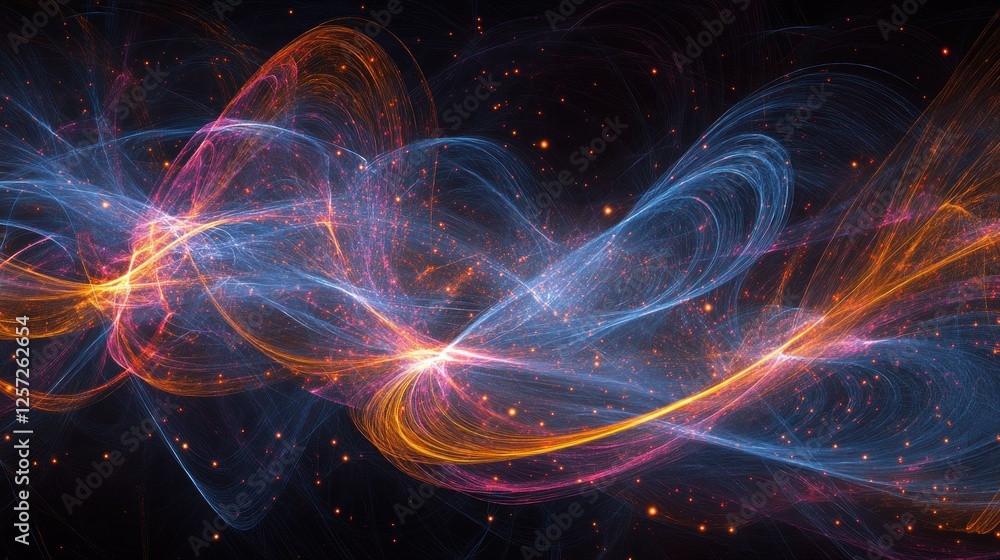 Abstract rendering shows colorful swirling energy against a dark background Abstract rendering shows colorful swirling energy against a dark background