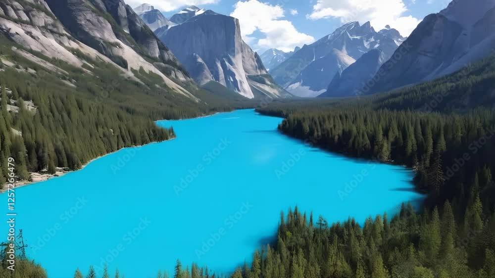 A blue lake surrounded by trees