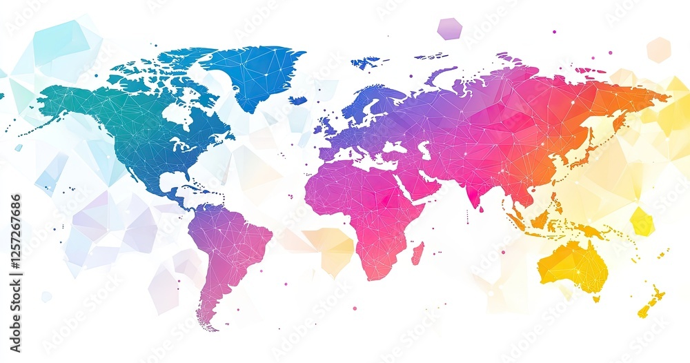 Fototapeta premium Colorful world map with polygonal design