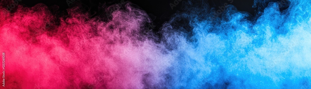 Obraz premium Red blue smoke clouds, dark background, abstract art, design element