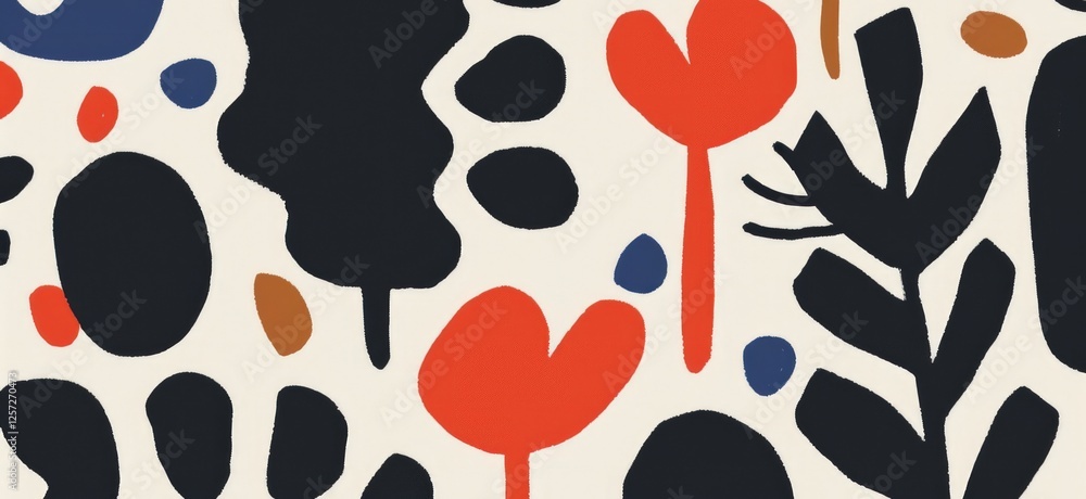 Fototapeta premium Abstract Floral Pattern: Bold Colors and Organic Shapes