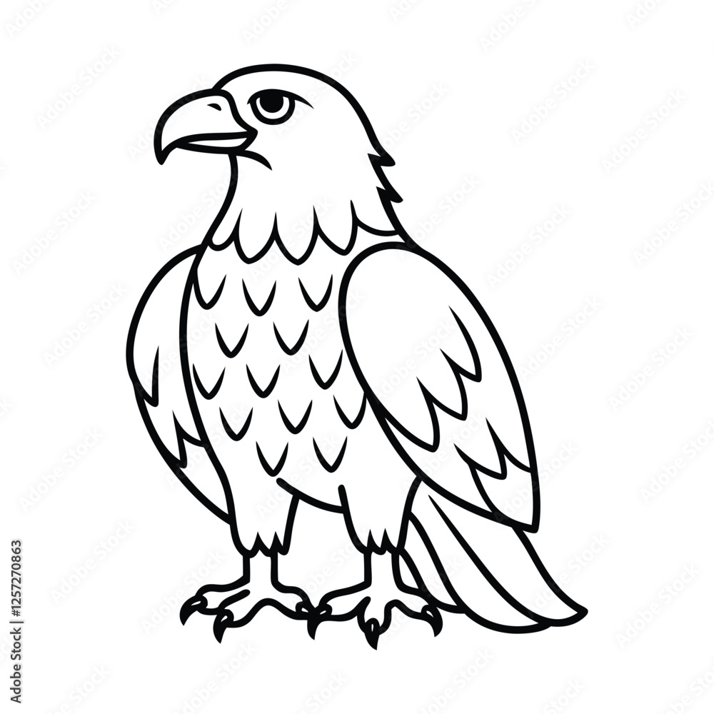 Obraz premium vector illustration of an eagle line art