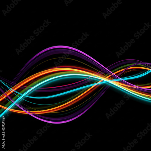abstract colorful wave background. Abstract wave lines pattern dynamic colorful light flowing isolated on black background. concept of music, party, technology, modern. Abstract flowing wavy lines.