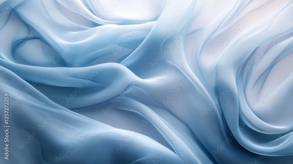 Obraz premium Soft blue fabric drapes and folds in elegant arrangement