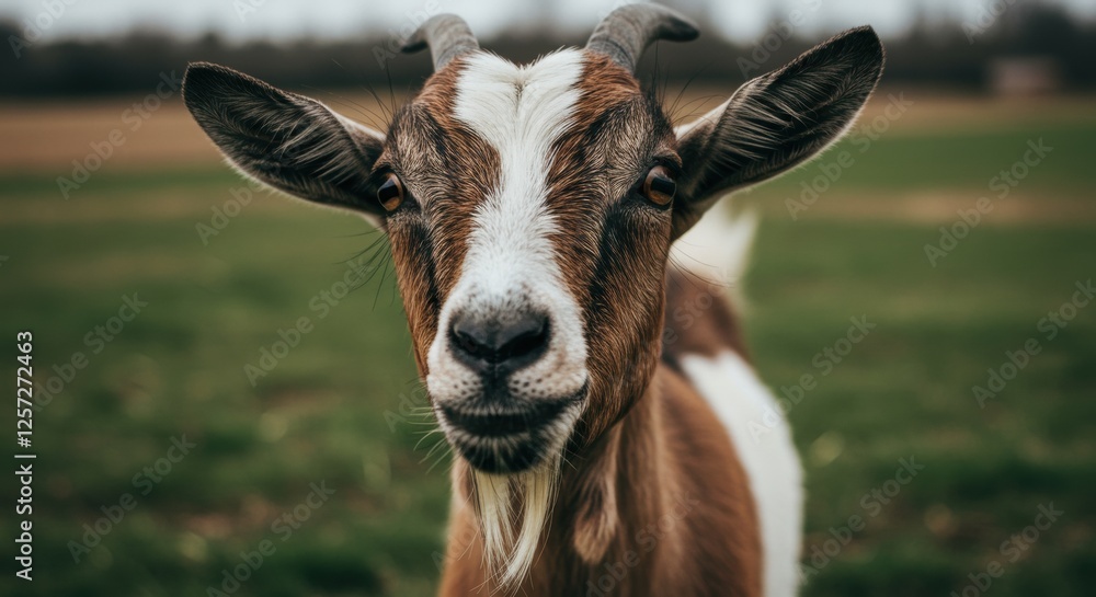 Curious goat in a green meadow Curious goat in a green meadow
