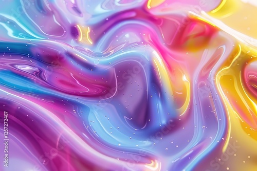 Virtual Abstract Colorful Gradient Liquid Gel Curves Wavy Background